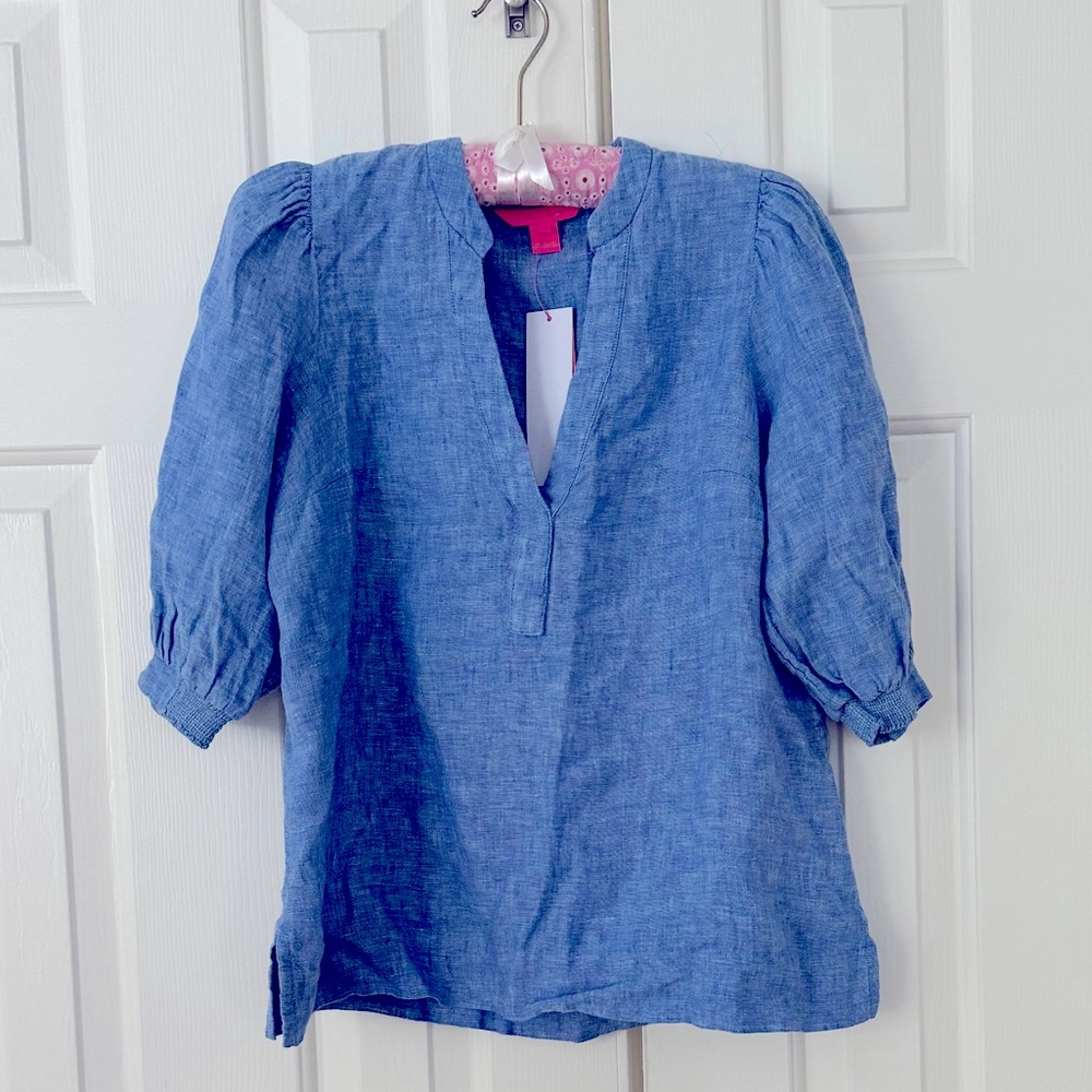 Lilly Pulitzer Maleigh Linen Top NWT